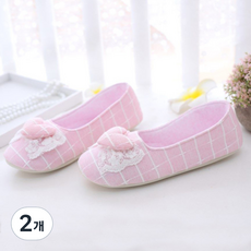 Hongdaesunhuisyap 707 襪套式愛心蕾絲室內拖鞋, 粉紅色, 2個