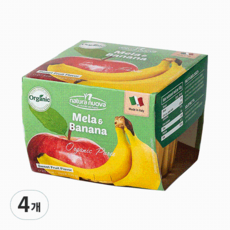 네추럴누바 유기농 생과일 컵퓨레 바나나 2p, 혼합맛(바나나/사과), 4개, 200g