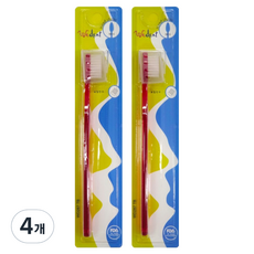 WEDENT 威登 迷你刷頭牙刷 直切強韌一般刷毛 紅色, 4個, 1入