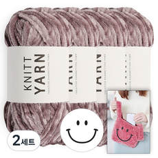 니뜨 허니 벨벳 뜨개실 100g 4볼+스마일 재단펠트지+스마일 봉다리백 도안, 2세트, 8 애쉬라벤터