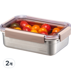 LocknLock 樂扣樂扣 可堆疊不鏽鋼長方形保鮮盒, 1L保鮮盒, 2個