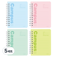 핑크풋 파스텔 캠퍼스 합지수첩 80매 4종 세트, Blue + Green + Mint + Pink, 5세트