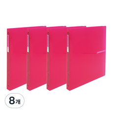 ECO Chungwoon 透明彩色片O型環活頁夾 3孔 A4 2cm, 粉色, 8個