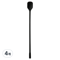 이지실리 실리콘 다용도 사각 머들러 요거트 롱스푼, 블랙, 4개