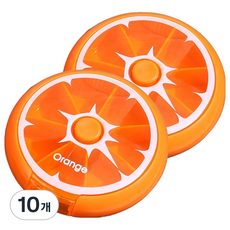 굄스 과일모양 둥근 알약 소분 케이스 오렌지 9 x 9 x 2.2 cm, 10개