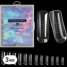 雙效美甲延長甲片 120p C型套組, 透明, 3套