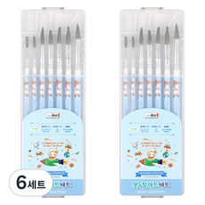 아이비스 붓+팔레트 세트 블루, 6세트, 2호, 4호, 6호, 8호, 10호, 12호, 15호