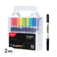 monAmi 方形油性筆 24色 + Monami Name Pen T 黑色, 混合色, 2套
