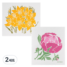 koo 芬蘭抹布 2入組 水仙花+芍藥花, 混色