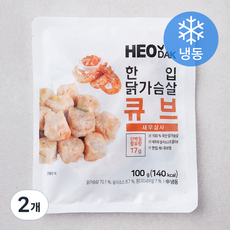 허닭 한입 닭가슴살 큐브 새우살사 (냉동), 100g, 2개