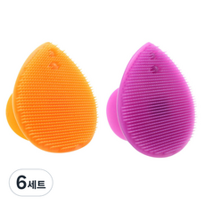 피부사랑 실리콘 클렌징 패드 2p 세트, 오렌지, 퍼플, 6세트