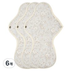 WIZLLY 布衛生棉 灰色花朵, 1入, 6個, 夜用加長型