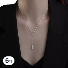 C-JAC 水滴項鍊 不銹鋼 鍍白金 41~50cm, 6個