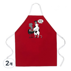 애티튜드에이프런즈 카우 비비큐 에이프런, 혼합 색상, 2개