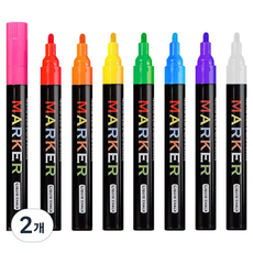 東亞PMS 黑板彩色麥克筆 圓頭 窗戶液體麥克筆 8色組 3mm, 混色, 2個