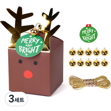 인디케이 크리스마스 루돌프 반짝 상자 10p + 골드방울 10p + 장식텍 10p + 샌드골드금사 10y 세트, 혼합색상, 3세트