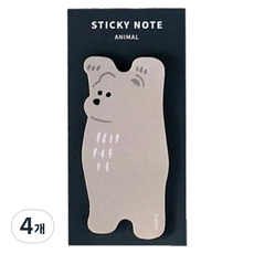 아이코닉 애니멀 점착 메모지, Brown bear, 40매, 4개