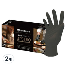 Medicom 麥迪康 Bistro 食品級丁腈手套 100入, 黑色, 小(S), 2個