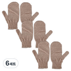 플라라 저자극 목욕 글러브 벙어리 샤워장갑 양손착용 세트, 브라운, 2개입, 6세트