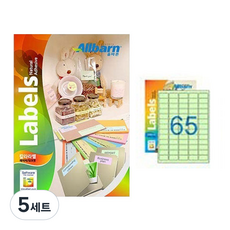 올바른라벨 칼라라벨 연두 (레이저 잉크젯공용) (5X13), 65칸, 250개