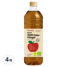 비타멜라 유기농 애플사이다 비니거, 4개, 1L