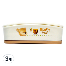 蜂蜜小熊開放式肥皂盒, 3個, 白色