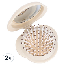 Allwaili 迷你卡通人物折疊氣囊梳鏡 TSP2529, 2個, 米白色