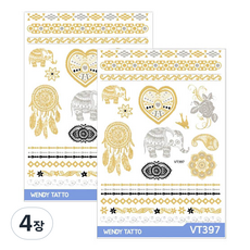 派對服達康 金色反光紋身貼紙, VT397, 4個