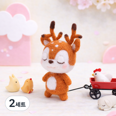 아트조이 DIY 양모펠트 키트, 2세트, 꽃사슴