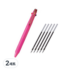 Uni Jetstream 3色原子筆 0.38mm+替換芯 0.38mm 黑色 5入, 玫瑰粉, 2套