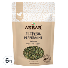 아크바 페퍼민트 허브티 잎차, 50g, 1개입, 6개
