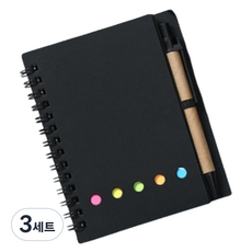 일상속반짝 메모 다이어리 세트, 블랙, 3세트
