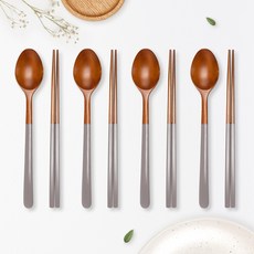 라온누리 옻칠 자연애 우드수저세트, 그레이, 숟가락 4p + 젓가락 4p, 1개