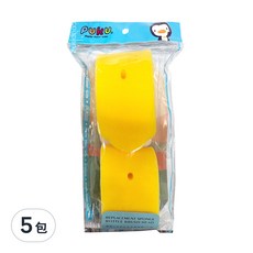 PUKU 藍色企鵝 轉轉Q海綿奶瓶刷替換組, 雙層海綿 輕鬆洗淨, 柔軟不傷瓶身, 卡扣式替換頭, 5包
