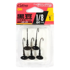 C'ultiva 黑豆 未綁製膠裙汲鉤頭 蘿蔔傑克 Rubber Jig 空鉤 JH-25, 5個裝, 1盒