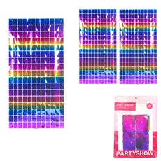 PARTYSHOW 派對裝飾錫箔窗簾方塊, 彩虹星星, 3個