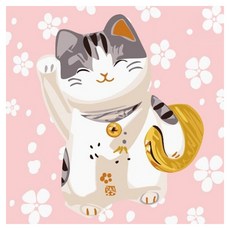 ARTLIFE 數字油畫DIY DR024 20 x 20cm, 開運貓 粉色, 1組