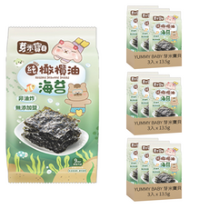 芽米寶貝 100%純橄欖油海苔 3包, 100%純橄欖油, 13.5g, 3袋