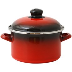 ELO 電磁爐適用琺瑯附蓋雙耳深湯鍋, 紅色, 16cm, 1個