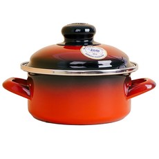 ELO 電磁爐適用琺瑯附蓋雙耳淺湯鍋, 20cm, 紅色, 1個