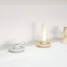 迷你陶瓷錐形燭台, 米色