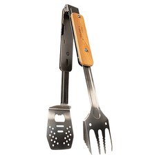 領航家 304不銹鋼木柄多功能烤夾, 木柄隔熱, 可拆卸設計, 燒烤必備, 1支