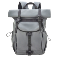 韓國街頭潮流防潑水大容量翻蓋雙肩包 多功能電腦包, 16吋, 灰色, 16吋(30 x 16 x 47~60cm)