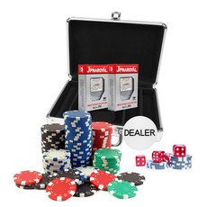 國際規格籌碼 12g 200入+鋁製收納盒+荷官鈕+骰子 5入+皇家撲克牌 2入, 隨機發貨
