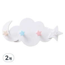 天空感性風格室內牆面多用途浴室廚房門掛鉤, 白色, 2個