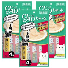 INABA CIAO 啾嚕 下尿道保健配方 鮪魚口味 貓咪肉泥 14gx4本, 56g, 3袋