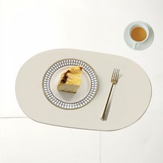 비타벨로 가죽 방수 식탁 테이블 매트, 아이보리, 1개, 45 x 30 cm