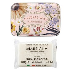 iteritalia 伊特雅 甘油馬賽皂 白麝香 鐵盒款式隨機, 100g, 1組