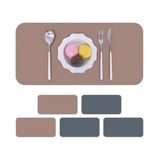 QUE CHUNG 對稱圖形皮革餐墊, 可可棕(正面)+灰色(背面), 39*19cm, 6個