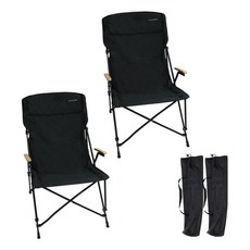 아이두젠 접이식 우드 암레스트 롱 릴렉스 캠핑 체어, 블랙, 2개